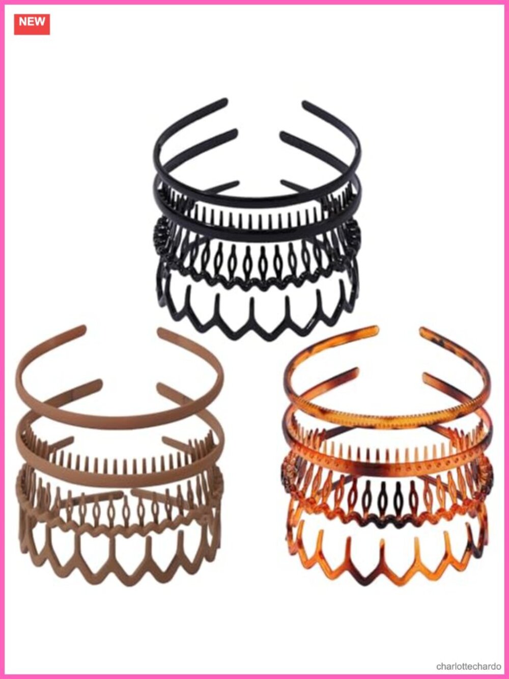 12Pc Plastic Headbands with Teeth Non Slip Hair Accessories for Wome